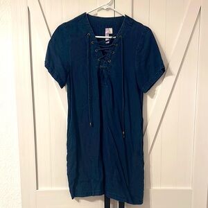 Dark Blue Lace-Up Dress